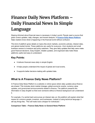 Finance Daily News Platform