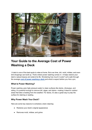 your guide to the average cost of power washing