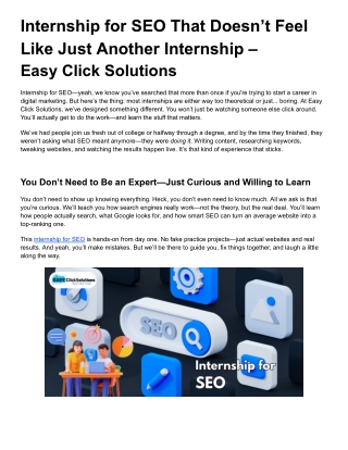 internship for seo that doesn t feel like just