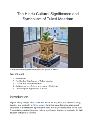 Tulasi Maadam in Brass for Home and Indoor Decoration-Article
