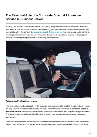 The Essential Role of a Corporate Coach Limousine Service in Business Travel