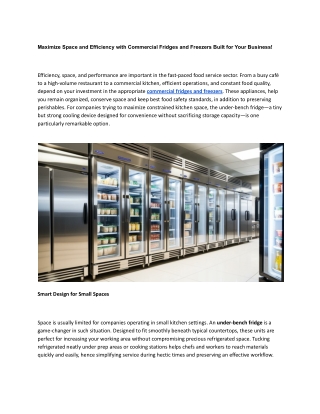 Commercial Fridges and Freezers Built for Your Business!