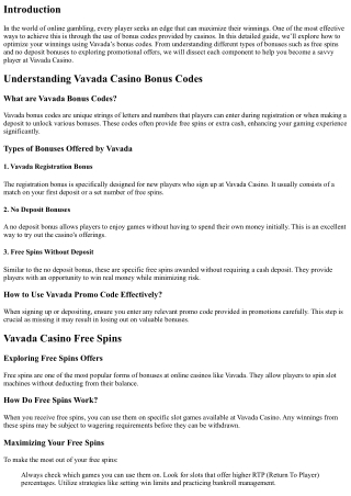 How to Optimize Your Winnings Using Vavada’s Bonus Codes