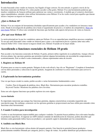 Accediendo a funciones esenciales de Helium 10 gratis