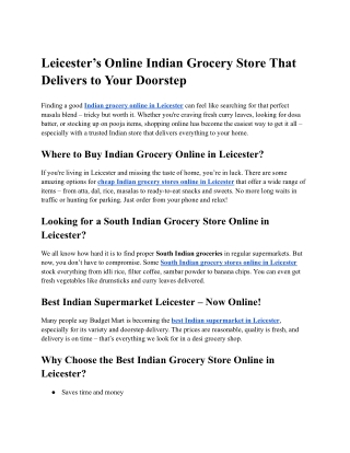 Budget Mart: Best Indian Grocery Store Online in Leicester