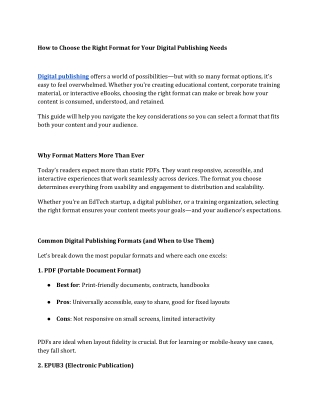 How to Choose the Right Format for Your Digital Publishing Needs