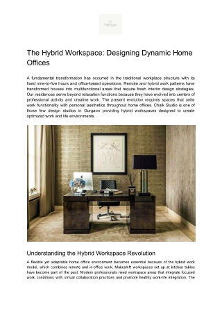 Hybrid Workspace Design for Modern Home Offices