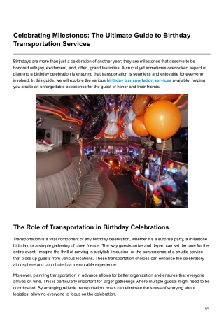 Celebrating Milestones The Ultimate Guide to Birthday Transportation Services
