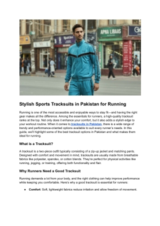 Post 6 - Stylish Sports Tracksuits in Pakistan for Running