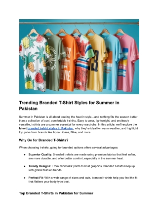 Post 7 - Trending Branded T-Shirt Styles for Summer in Pakistan
