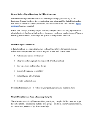 How to Build a Digital Roadmap for EdTech Startups