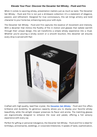 Elevate Your Pour Discover the Decanter Set Whisky - Fluid and Fire