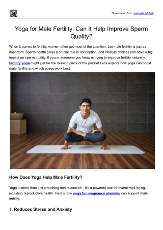 Yoga for Male Fertility Can It Help Improve Sperm