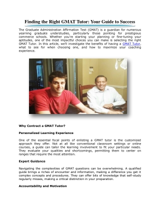 Finding the Right GMAT Tutor: Your Guide to Success