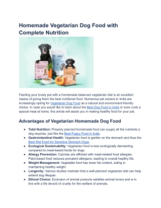 Homemade Vegetarian Dog Food with Complete Nutrition