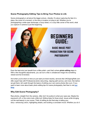 Scene Photography Made Simple: Easy Editing Tricks for Beginners