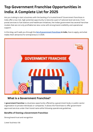 List of Government Franchise