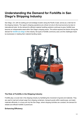 Understanding the Demand for Forklifts in San Diego's Shipping Industry