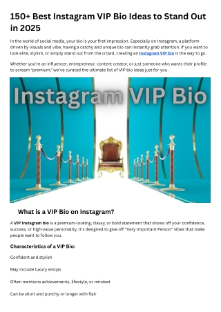 Instagram VIP Bio