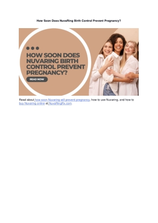 How Soon Does NuvaRing Birth Control Prevent Pregnancy?