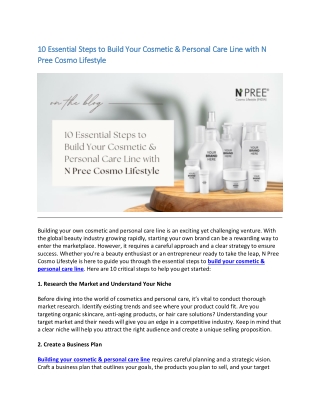 10 Essential Steps to Build Your Cosmetic & Personal Care Line with N Pree Cosmo Lifestyle