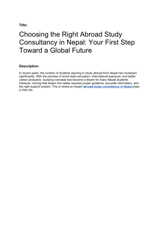 Choosing the Right Abroad Study Consultancy in Nepal