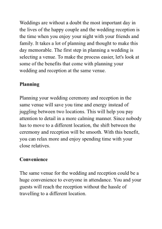 Wedding Bliss Made Easy: Ceremony and Reception in One Place