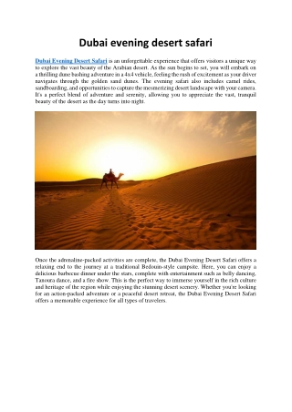 Dubai evening desert safari