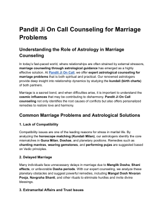 Marriage Counseling by Pandit Ji On Call
