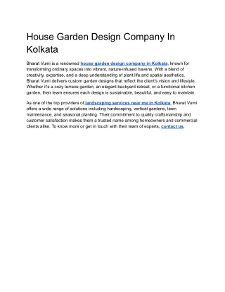 House Garden Design Company In Kolkata