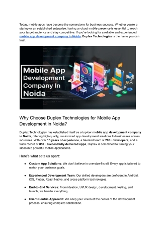 Top Mobile App Development Company in Noida