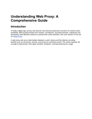 understanding web proxy a comprehensive guide