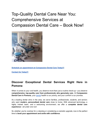 Top-Quality Dental Care Near You_ Comprehensive Services at Compassion Dental Care – Book Now!