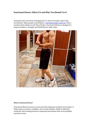 Functional Fitness: What It Is and Why You Should Try It