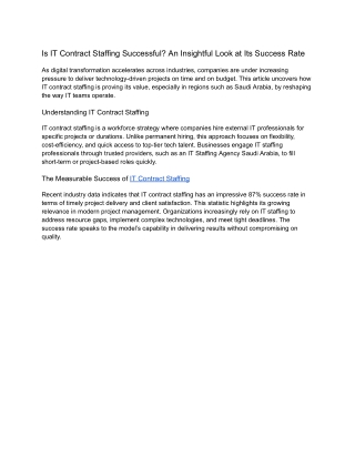 Is IT Contract Staffing Successful