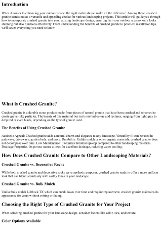 How to Incorporate Crushed Granite into Your Existing Landscape Design
