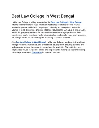 Best Law College In West Bengal