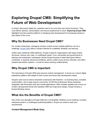 Exploring Drupal CMS_ Simplifying the Future of Web Development