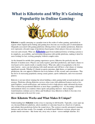 What is Kikototo and Why It
