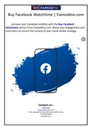 Buy Facebook Watchtime | Famoidme.com