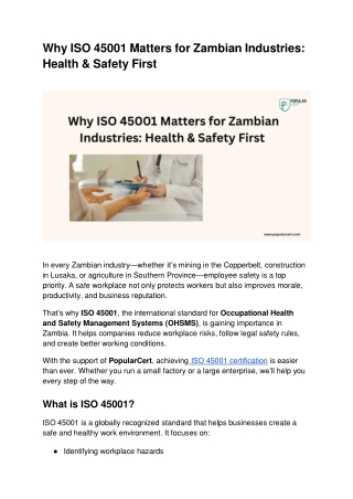 Why ISO 45001 Matters for Zambian Industries_ Health & Safety First