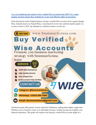 Trusted Sellers for Buy Verified Wise Accounts in the USA