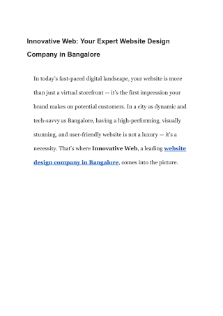Innovative Web Your Expert Website Design Company in Bangalore
