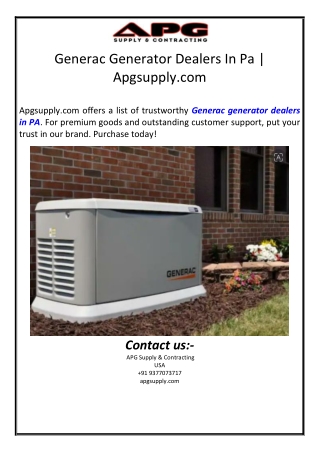 generac generator dealers in pa apgsupply com