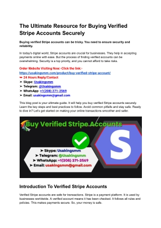 The Ultimate Resource for Buying Verified Stripe Accounts Securely