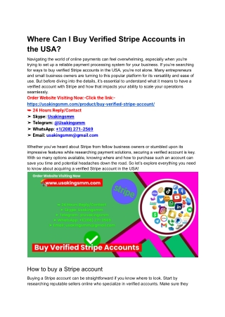 Where Can I Buy Verified Stripe Accounts in the USA