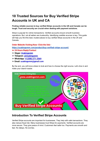10 Trusted Sources for Buy Verified Stripe Accounts in UK and CA