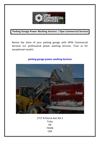 Parking Garage Power Washing Services Opw Commercial Services Llc