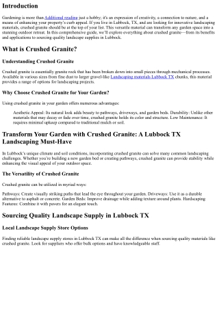 Transform Your Garden with Crushed Granite: A Lubbock TX Landscaping Must-Have