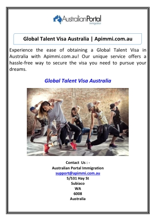 Global Talent Visa Australia  Apimmi.com.au